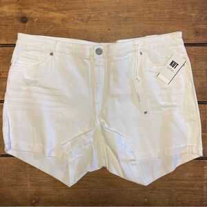 Kut From The Kloth White Denim Boyfriend Short Size 18 18W NWT Distressed